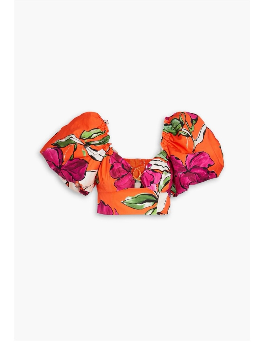 Aje Marcel cropped embellished Floral print cotton poplin top
